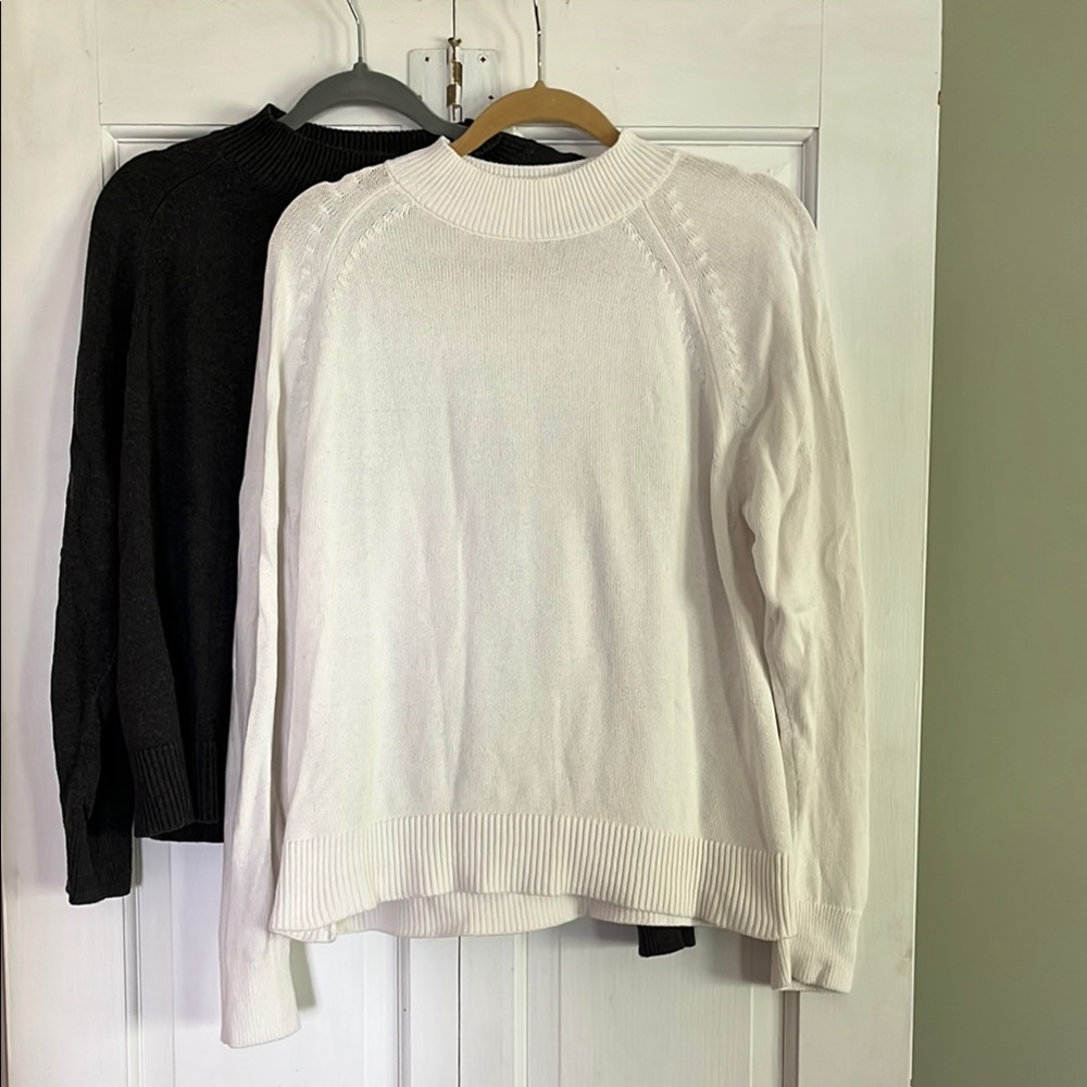 Quince Grey and White Organic Cotton Sweaters